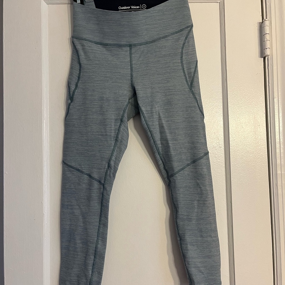 Outdoor Voices Light Green Micro Stripe Athletic Legging